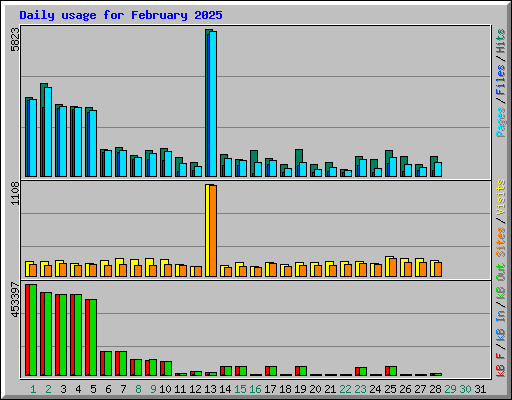 Daily usage for February 2025